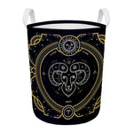 Vintage Aries Zodiac Sign Print Round Laundry Basket