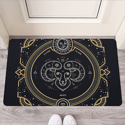 Vintage Aries Zodiac Sign Print Rubber Doormat