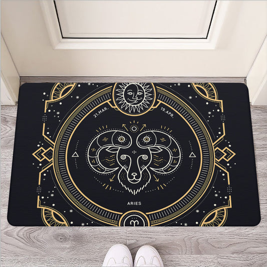 Vintage Aries Zodiac Sign Print Rubber Doormat