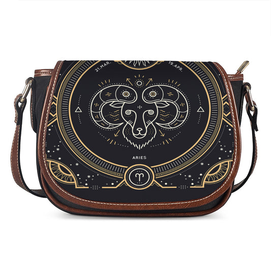Vintage Aries Zodiac Sign Print Saddle Bag