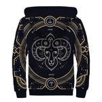 Vintage Aries Zodiac Sign Print Sherpa Lined Zip Up Hoodie