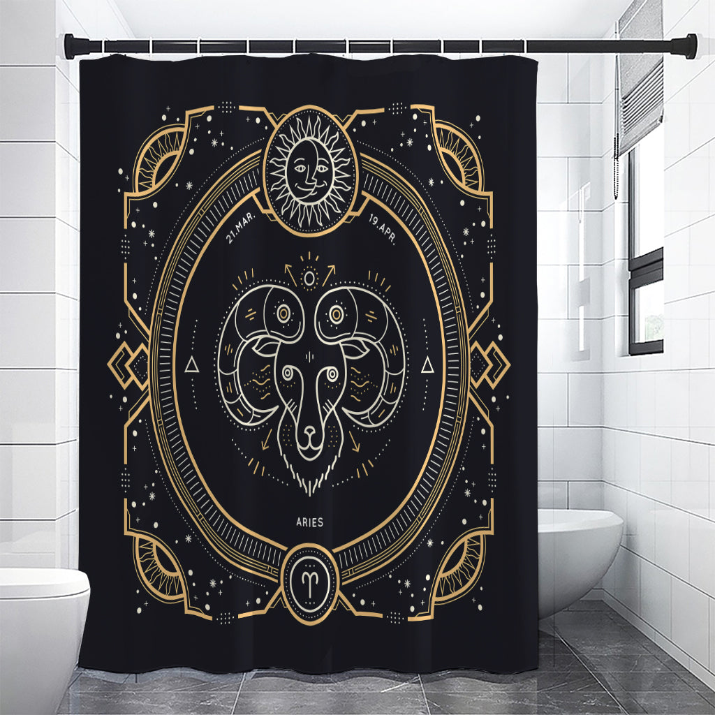 Vintage Aries Zodiac Sign Print Shower Curtain