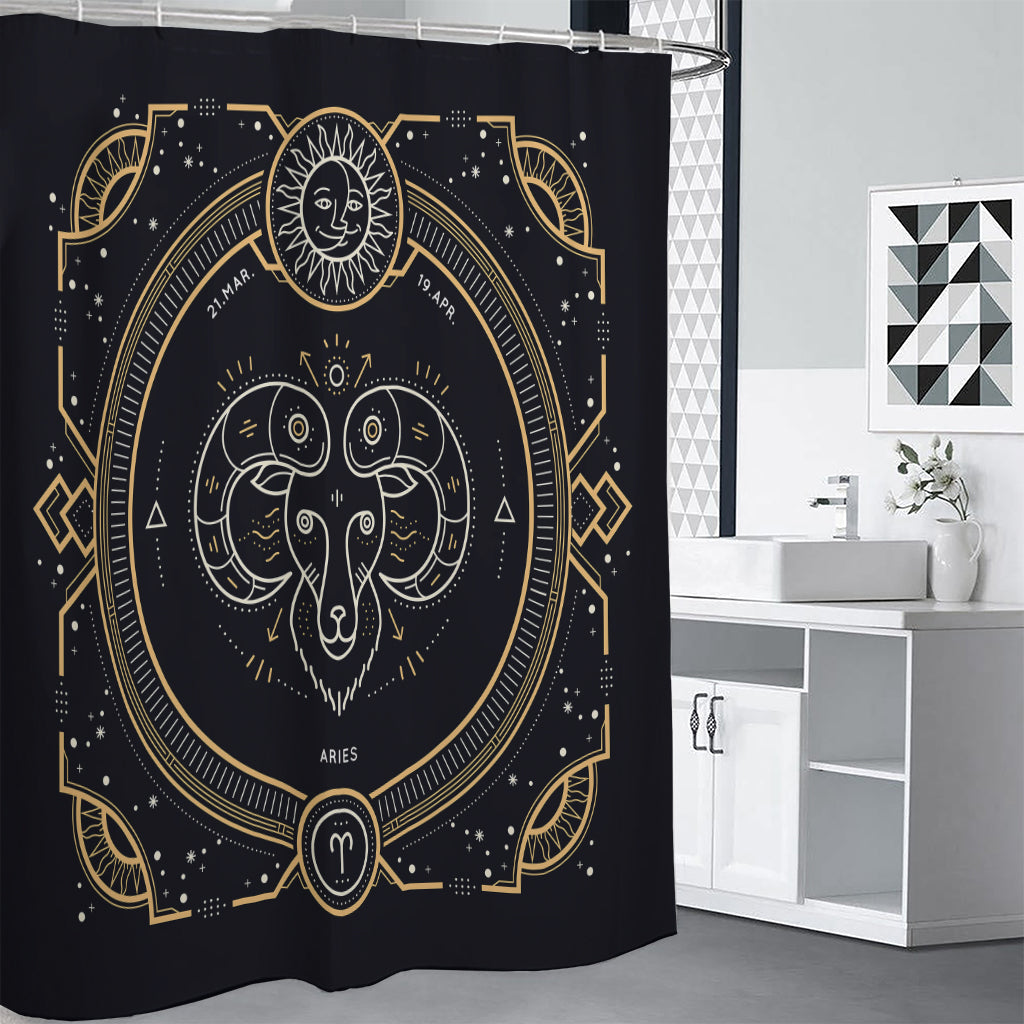 Vintage Aries Zodiac Sign Print Shower Curtain