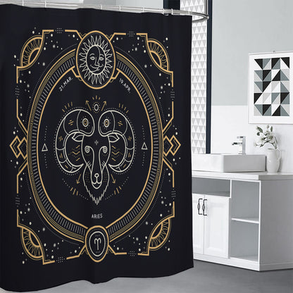 Vintage Aries Zodiac Sign Print Shower Curtain
