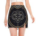 Vintage Aries Zodiac Sign Print Side Slit Mini Skirt