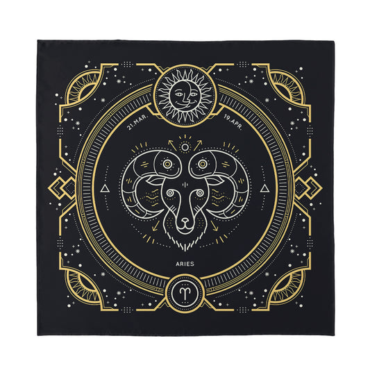 Vintage Aries Zodiac Sign Print Silk Bandana