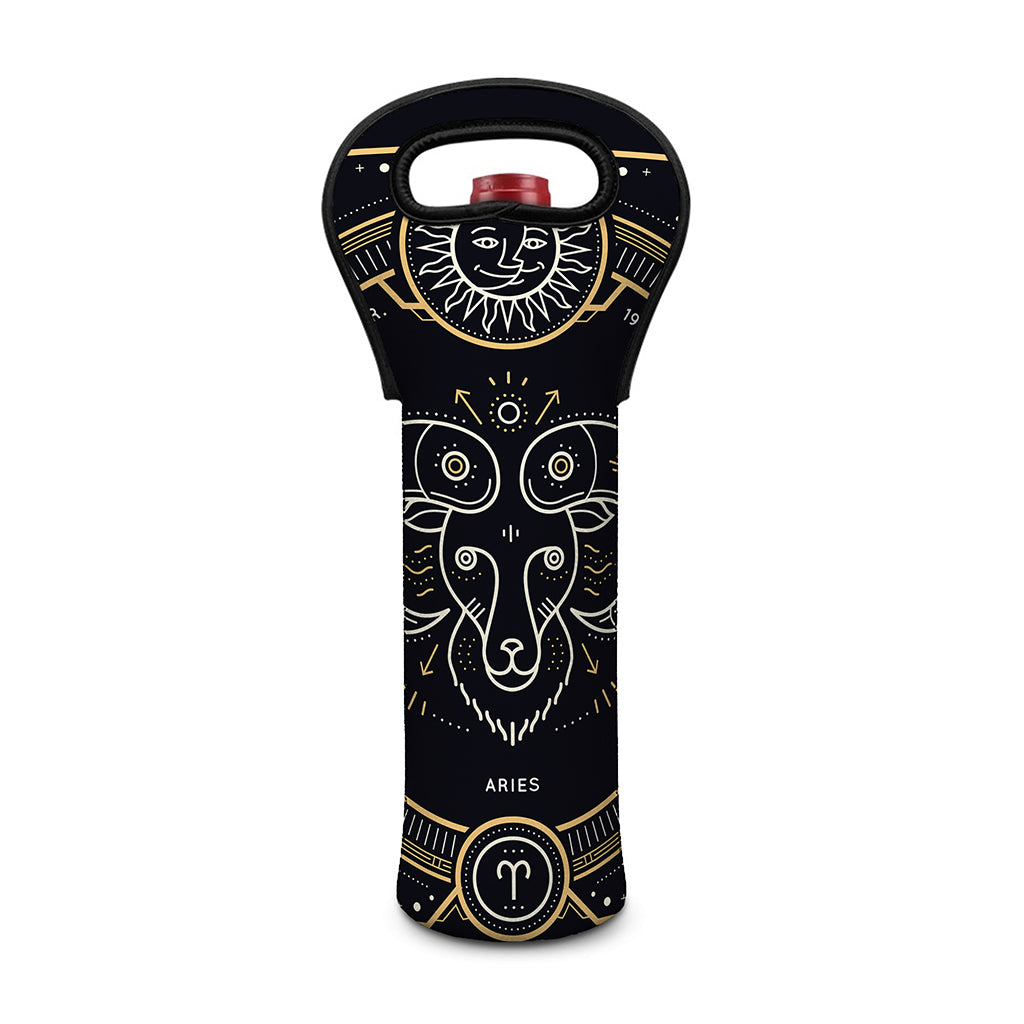 Vintage Aries Zodiac Sign Print Single Neoprene Wine Tote