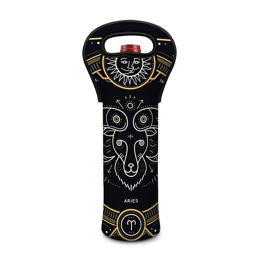 Vintage Aries Zodiac Sign Print Single Neoprene Wine Tote