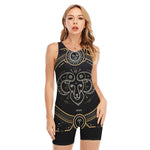 Vintage Aries Zodiac Sign Print Sleeveless One Piece Swimsuit