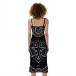 Vintage Aries Zodiac Sign Print Slim Fit Midi Cami Dress