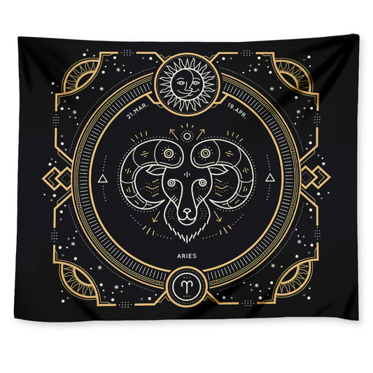 Vintage Aries Zodiac Sign Print Tapestry