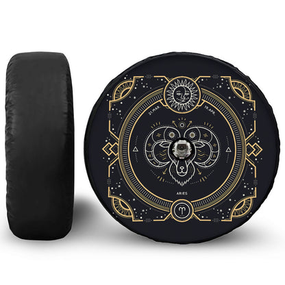 Vintage Aries Zodiac Sign Print Tire Cover With Camera Hole