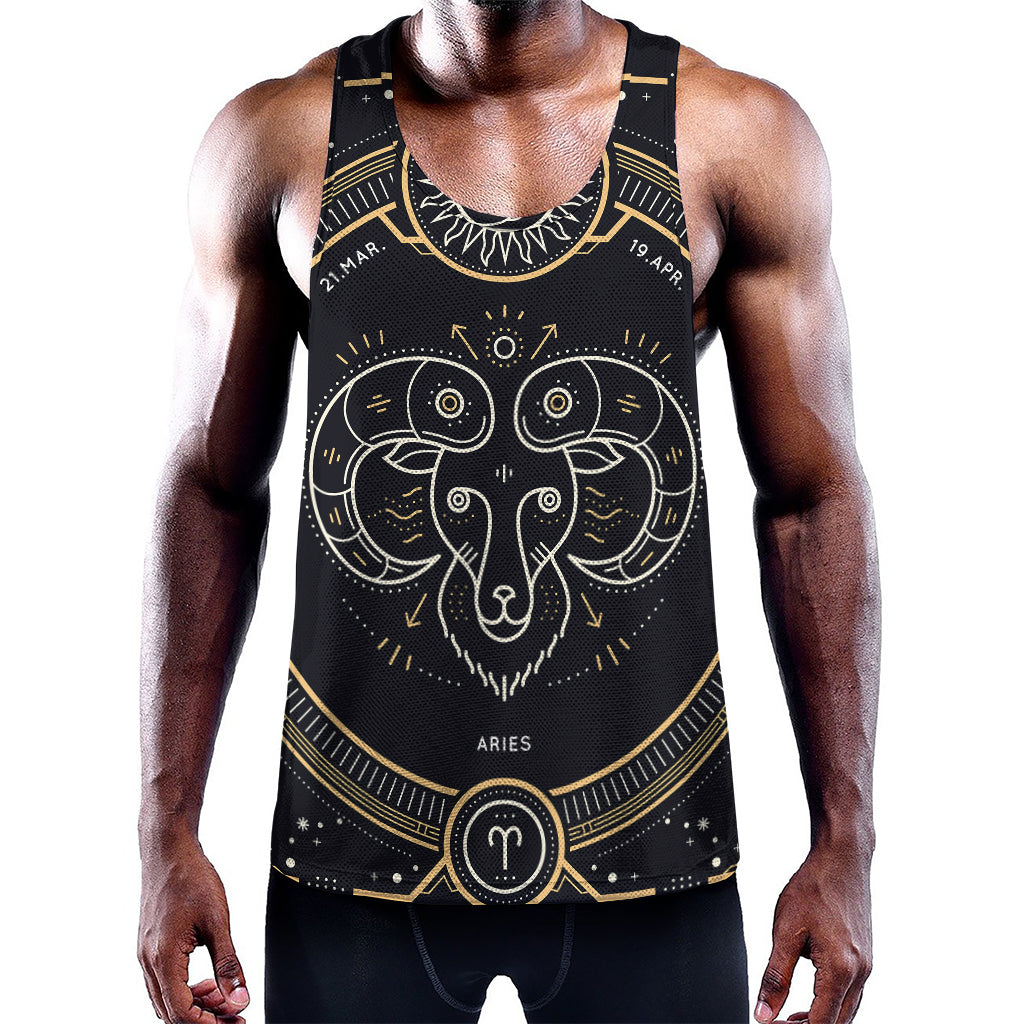 Vintage Aries Zodiac Sign Print Training Tank Top