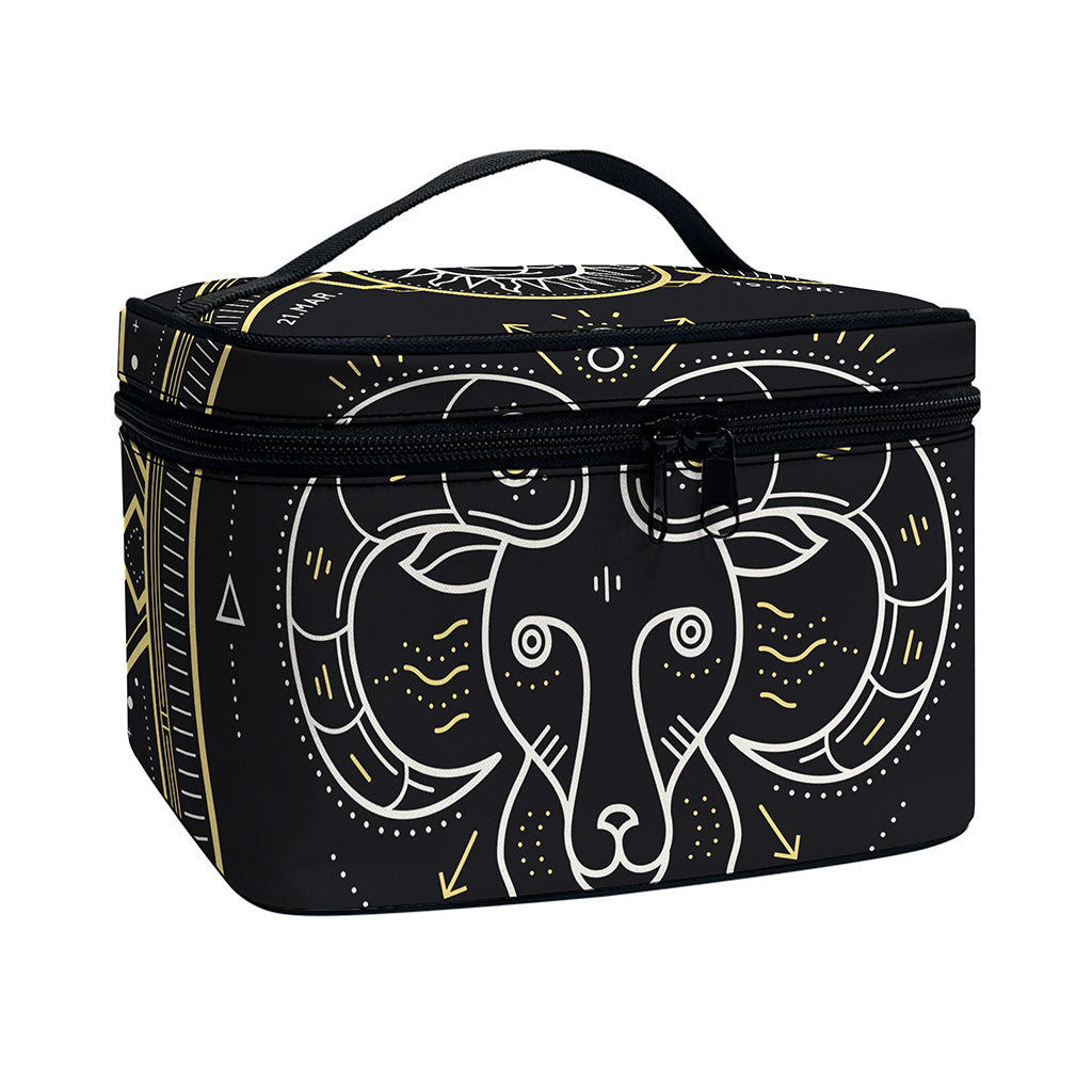Vintage Aries Zodiac Sign Print Travel Makeup Bag