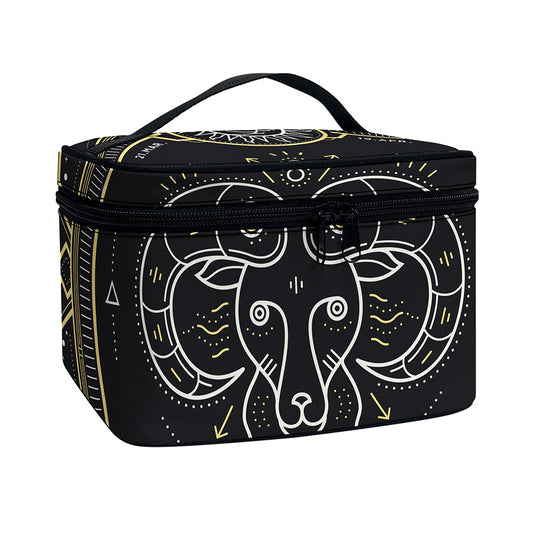 Vintage Aries Zodiac Sign Print Travel Makeup Bag