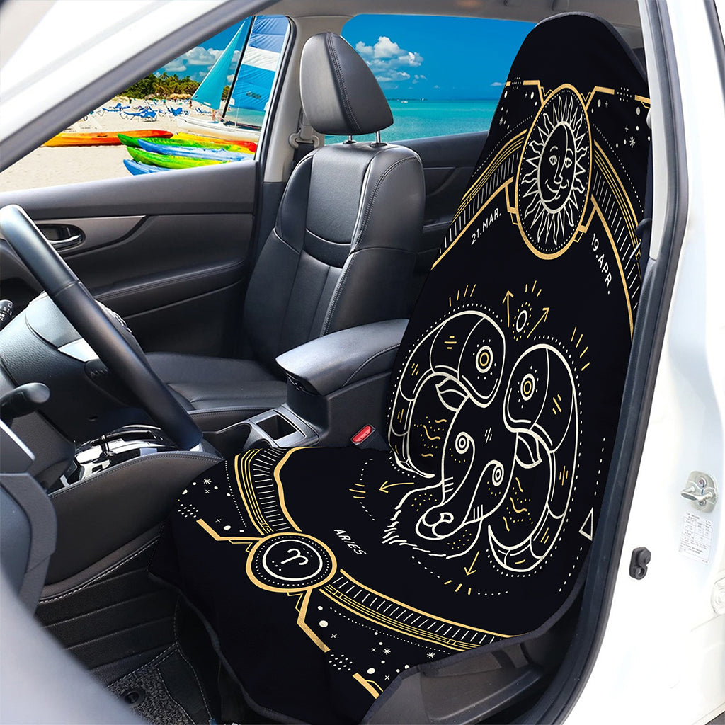Vintage Aries Zodiac Sign Print Waterproof Car Seat Cover