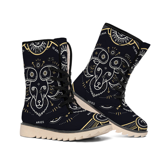 Vintage Aries Zodiac Sign Print Winter Boots