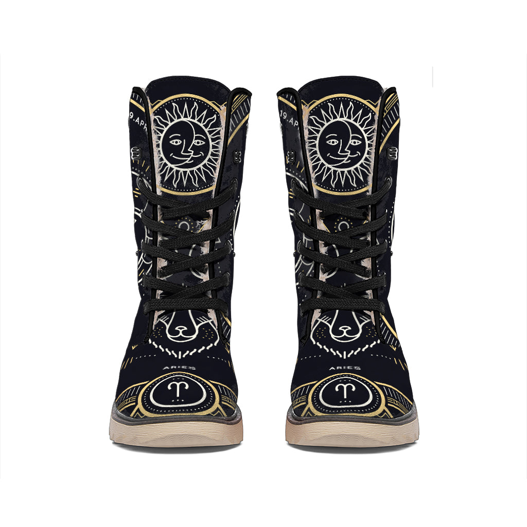 Vintage Aries Zodiac Sign Print Winter Boots