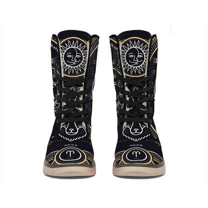 Vintage Aries Zodiac Sign Print Winter Boots