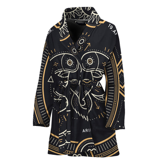 Vintage Aries Zodiac Sign Print Women's Bathrobe