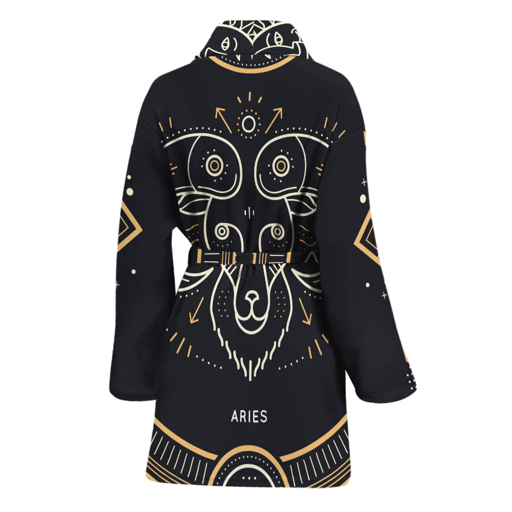 Vintage Aries Zodiac Sign Print Women's Bathrobe