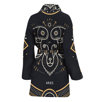 Vintage Aries Zodiac Sign Print Women's Bathrobe
