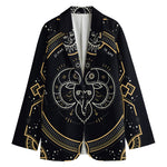 Vintage Aries Zodiac Sign Print Women's Cotton Blazer
