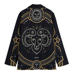 Vintage Aries Zodiac Sign Print Women's Cotton Blazer
