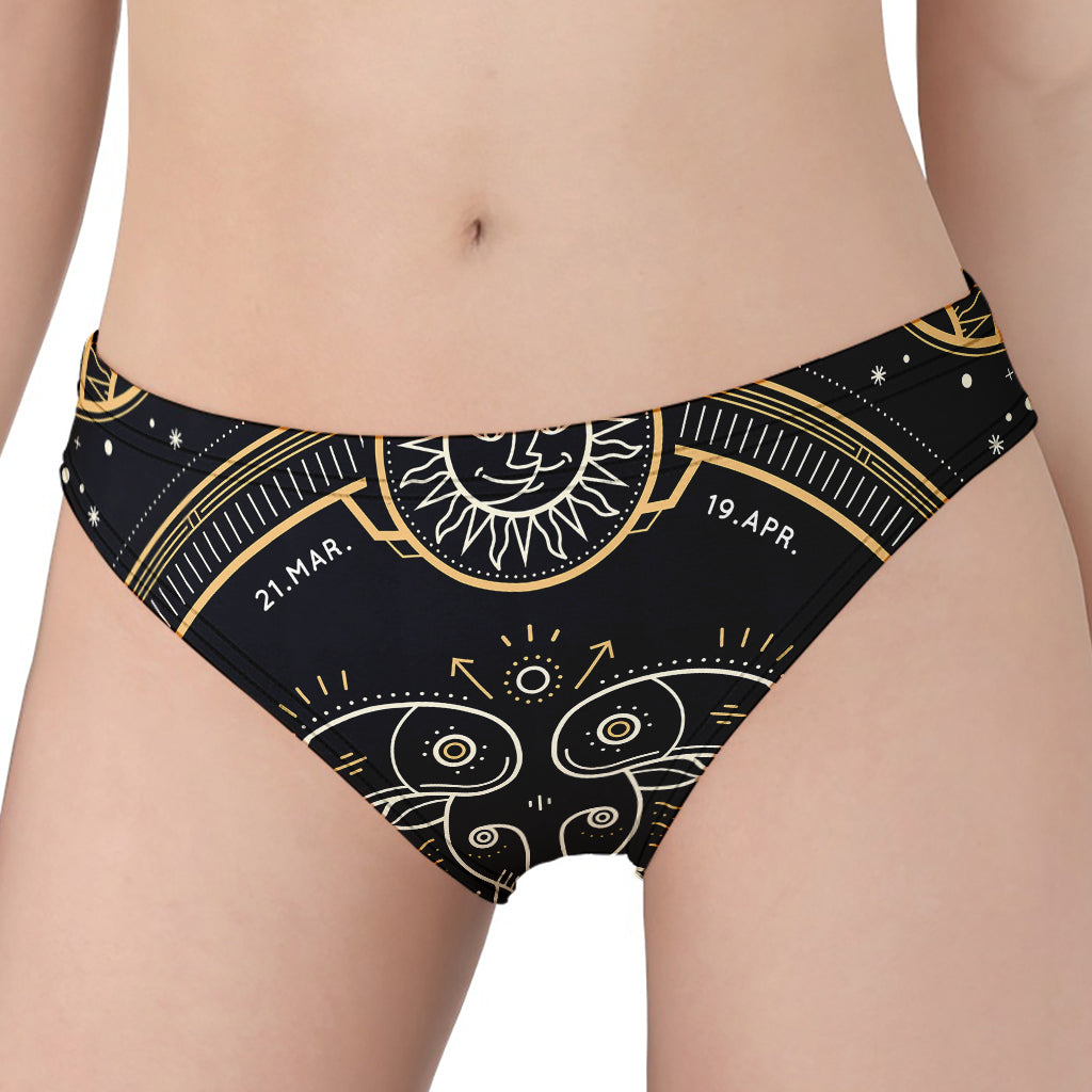 Vintage Aries Zodiac Sign Print Women's Panties