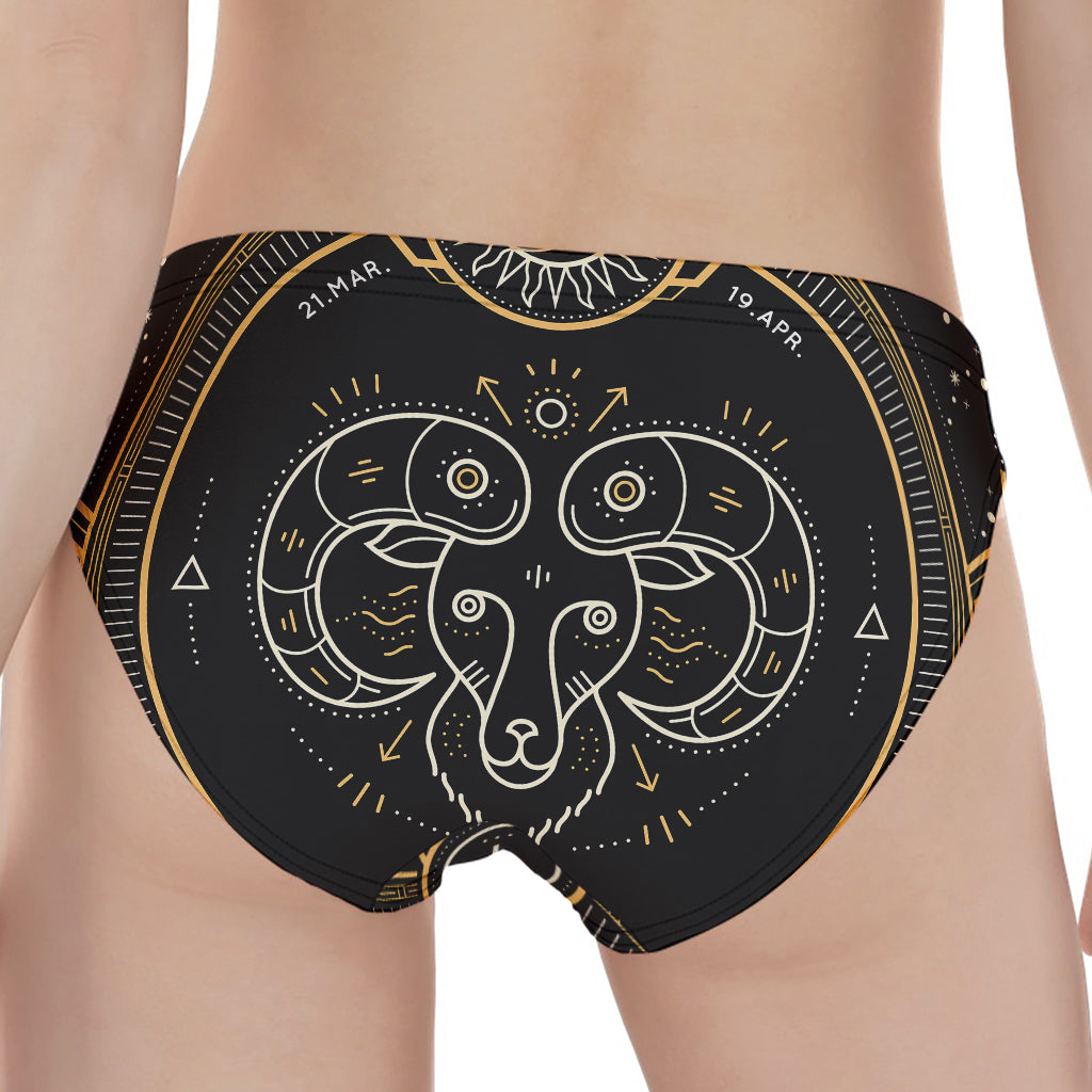 Vintage Aries Zodiac Sign Print Women's Panties