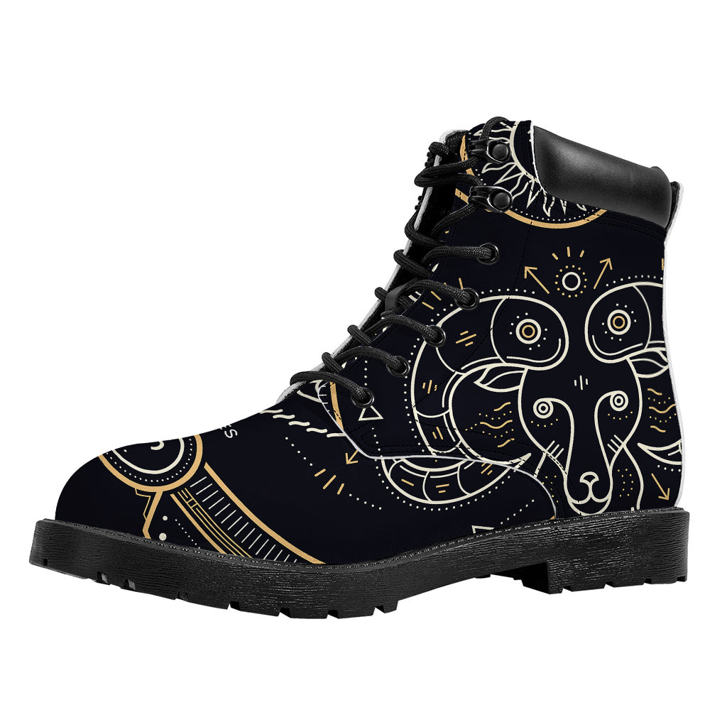 Vintage Aries Zodiac Sign Print Work Boots