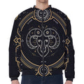 Vintage Aries Zodiac Sign Print Zip Sleeve Bomber Jacket