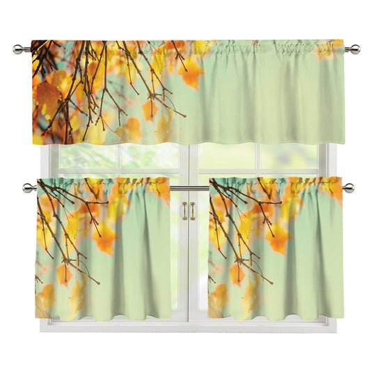 Vintage Autumn Print 3 Piece Kitchen Curtains