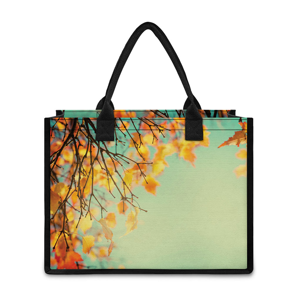 Vintage Autumn Print Canvas Tote Bag
