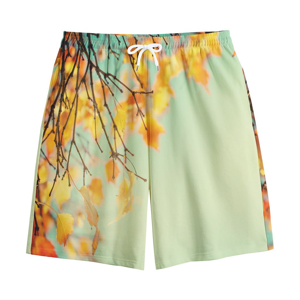 Vintage Autumn Print Cotton Shorts