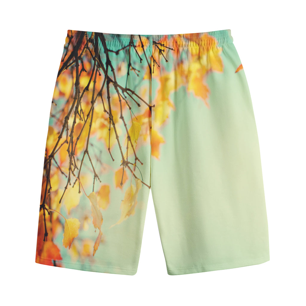 Vintage Autumn Print Cotton Shorts