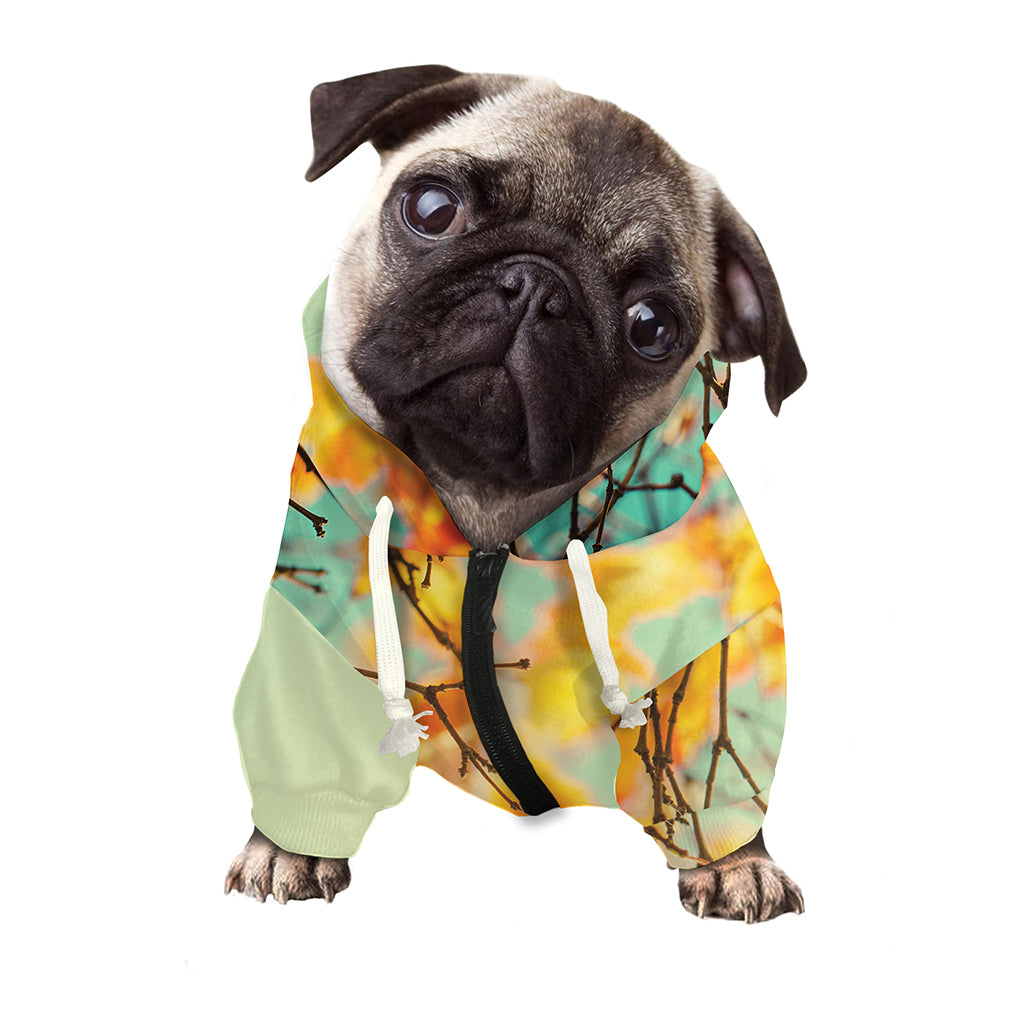 Vintage Autumn Print Dog Zip Up Hoodie