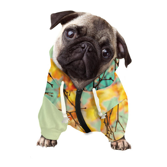 Vintage Autumn Print Dog Zip Up Hoodie