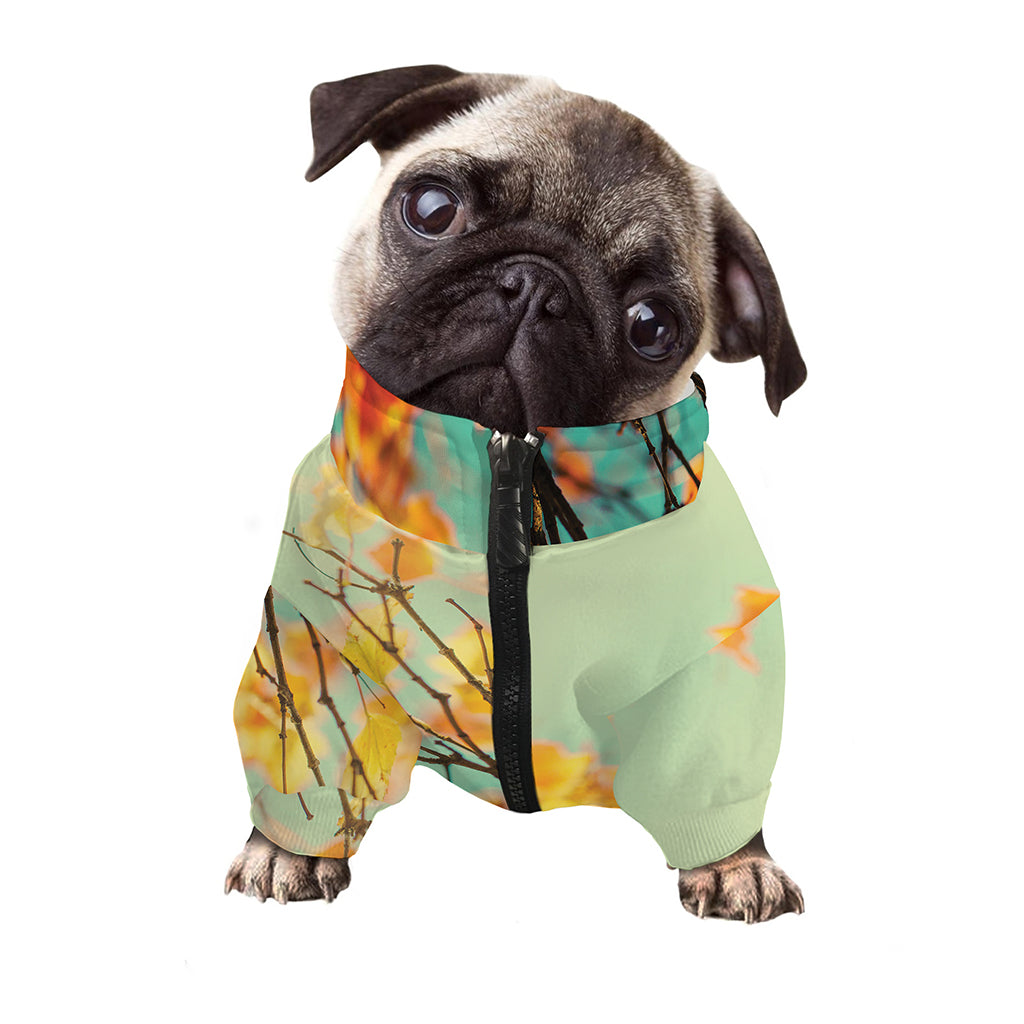 Vintage Autumn Print Dog Zip Up Jacket