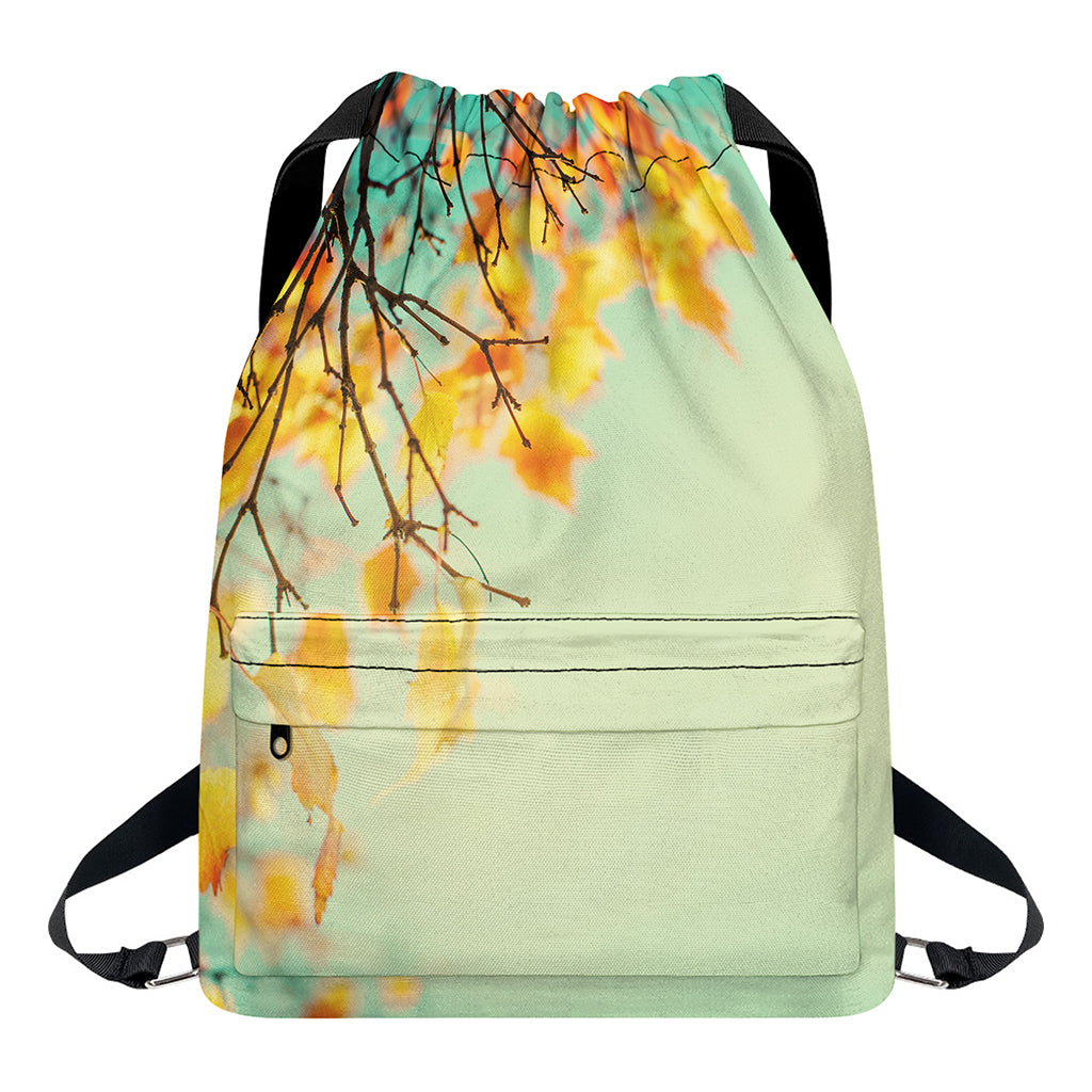 Vintage Autumn Print Drawstring Backpack