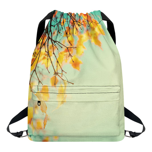 Vintage Autumn Print Drawstring Backpack