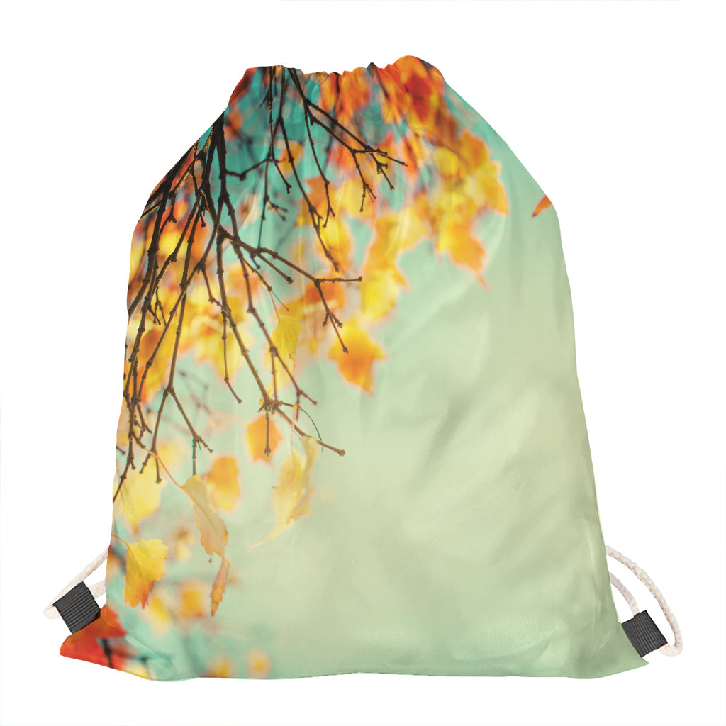 Vintage Autumn Print Drawstring Bag