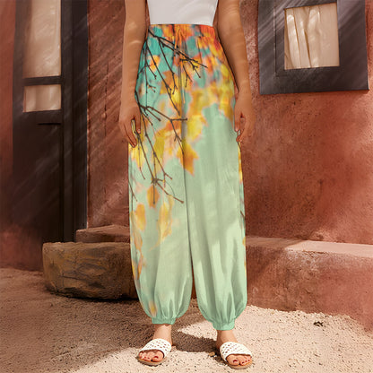 Vintage Autumn Print Harem Pants
