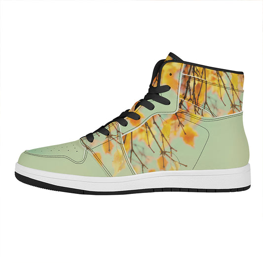 Vintage Autumn Print High Top Leather Sneakers
