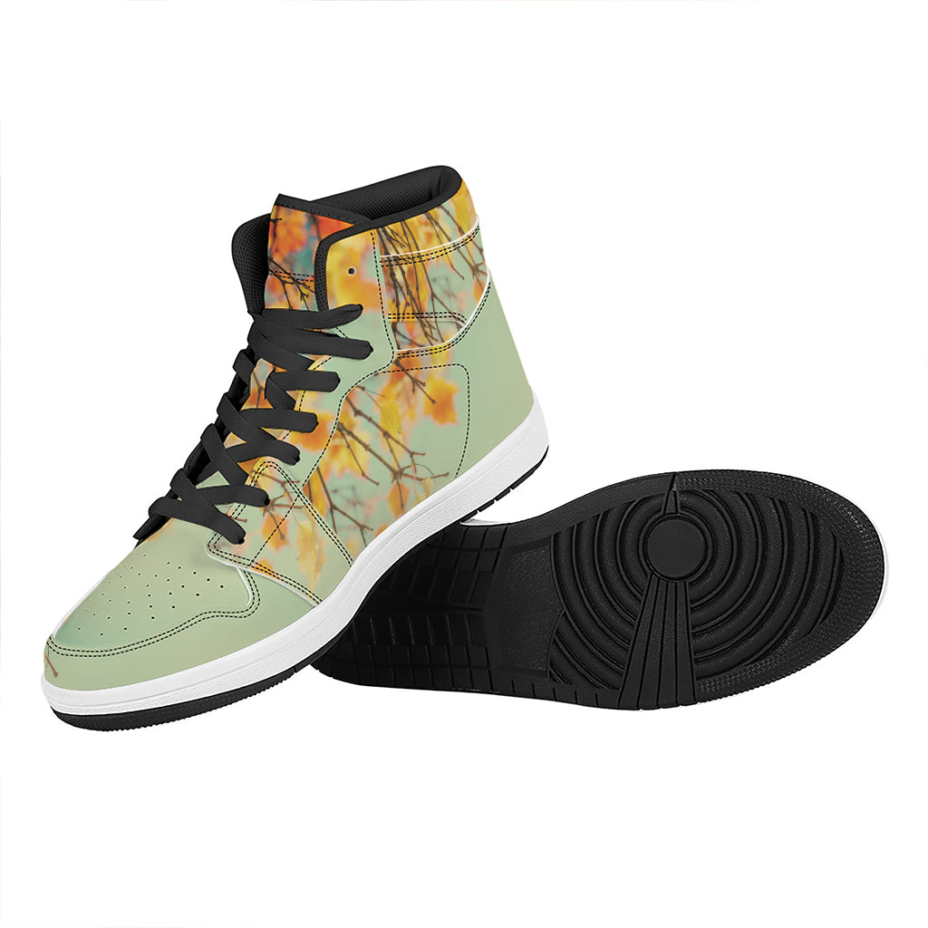Vintage Autumn Print High Top Leather Sneakers
