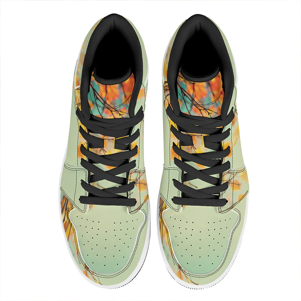 Vintage Autumn Print High Top Leather Sneakers