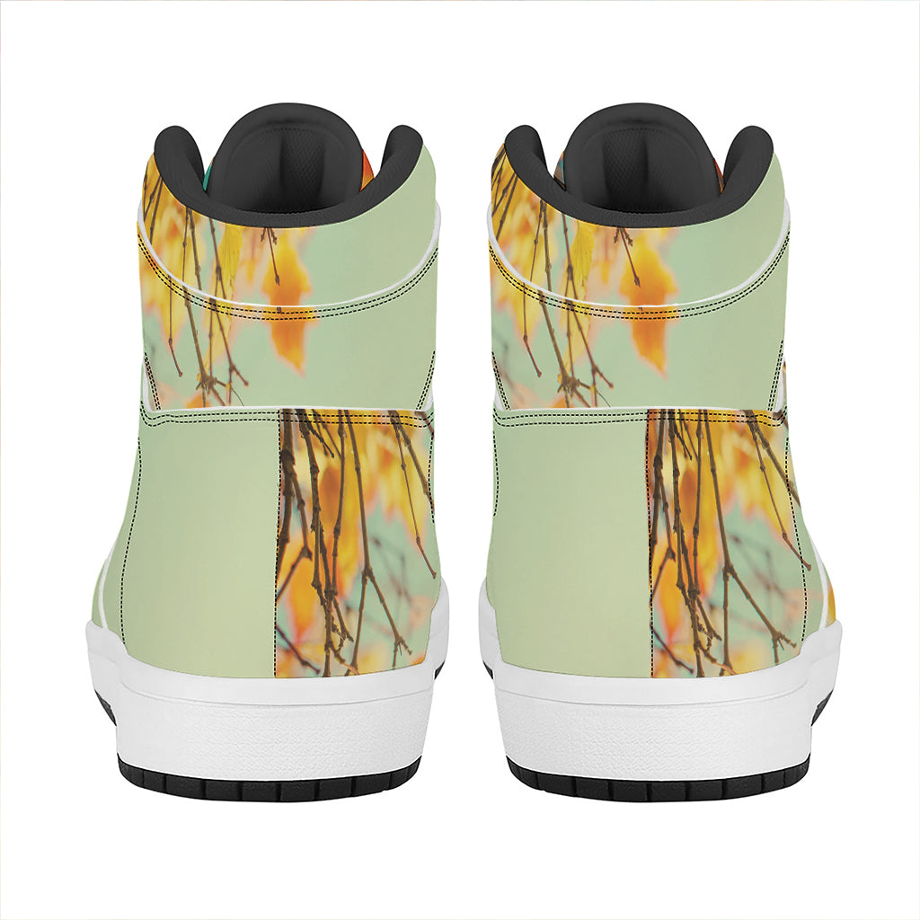 Vintage Autumn Print High Top Leather Sneakers