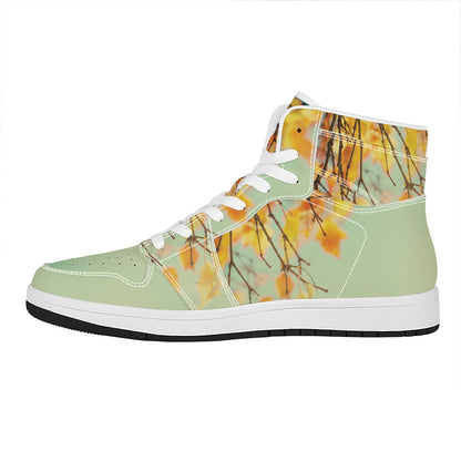 Vintage Autumn Print High Top Leather Sneakers