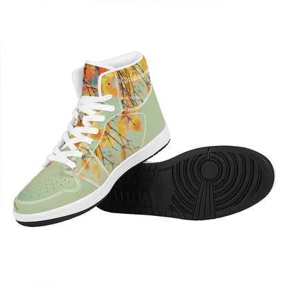 Vintage Autumn Print High Top Leather Sneakers