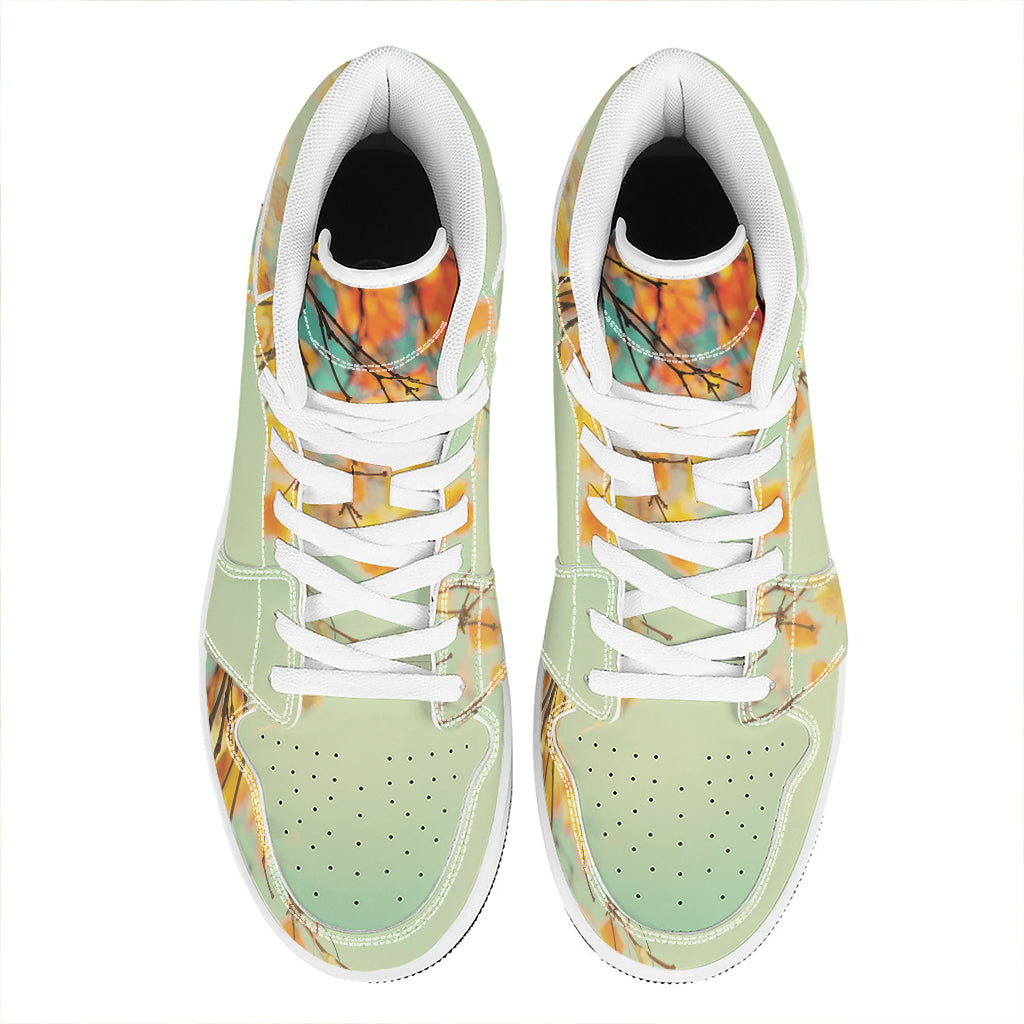 Vintage Autumn Print High Top Leather Sneakers